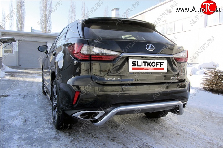 14 549 р. Защита заднего бампера диаметром 57 мм с изгибом Slitkoff  Lexus RX350  AL20 (2015-2019) дорестайлинг (Нержавейка, Полированная)  с доставкой в г. Набережные‑Челны