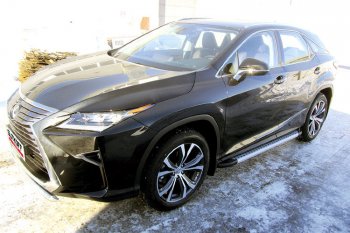 17 399 р. Пороги алюминиевые Slitkoff  Lexus RX350  AL20 (2015-2019) дорестайлинг (Standart Silver)  с доставкой в г. Набережные‑Челны. Увеличить фотографию 2