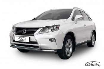 22 049 р. Защита переднего бампера Arbori (нержавейка, 2 трубы d57 mm)  Lexus RX350  AL10 (2012-2015) рестайлинг  с доставкой в г. Набережные‑Челны. Увеличить фотографию 1