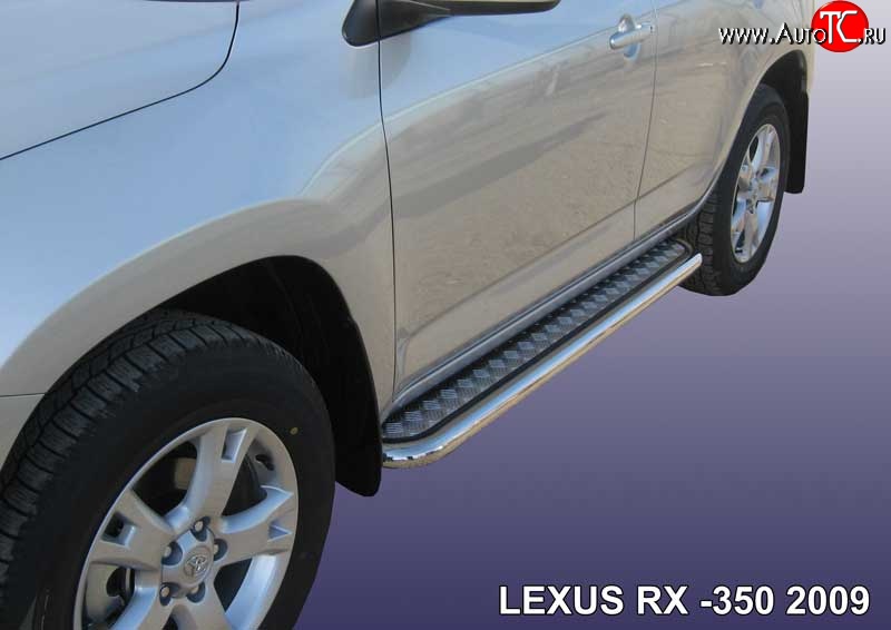 24 799 р. Широкая защита порогов Slitkoff Lexus RX350 AL10 дорестайлинг (2008-2012) (Нержавейка, Полированная)  с доставкой в г. Набережные‑Челны