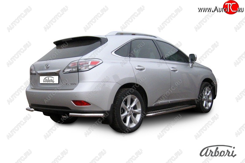 12 509 р. Защита заднего бампера Arbori (уголки, нержавейка, 1 труба d57 mm). Lexus RX350 AL10 дорестайлинг (2008-2012)  с доставкой в г. Набережные‑Челны