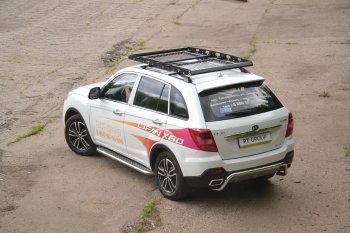 25 999 р. Порожки для ног из трубы Ø51 с алюминиевой площадкой Petroil Tuning Lifan X60 2-ой рестайлинг (2016-2025) (Нержавеющая полированная сталь)  с доставкой в г. Набережные‑Челны. Увеличить фотографию 3