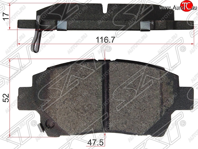 699 р. Колодки тормозные SAT (передние)  Lifan Solano (2010-2016), Toyota Celica  T230 (1999-2006), Toyota Corolla Verso  Е120 (2001-2004), Toyota Opa (2000-2005), Toyota Prius  XW10 (1997-2000), Toyota Vitz  XP10 (1998-2001), Toyota Yaris  XP10 (1999-2005)  с доставкой в г. Набережные‑Челны