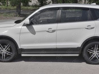 21 999 р. Защита порогов (Ø63 мм, нержавейка) SLITKOFF  Lifan X70 (2018-2024) (Металлические торцы под 45°)  с доставкой в г. Набережные‑Челны. Увеличить фотографию 2