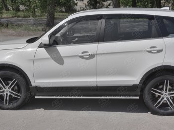 21 749 р. Защита порогов (Ø75x42 мм с проступью, нержавейка) Russtal Lifan X70 (2018-2024)  с доставкой в г. Набережные‑Челны. Увеличить фотографию 2