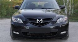 629 р. Реснички на фары RA  Mazda 3/Axela  BK (2003-2009) дорестайлинг, хэтчбэк, рестайлинг, хэтчбэк (Неокрашенные)  с доставкой в г. Набережные‑Челны. Увеличить фотографию 2