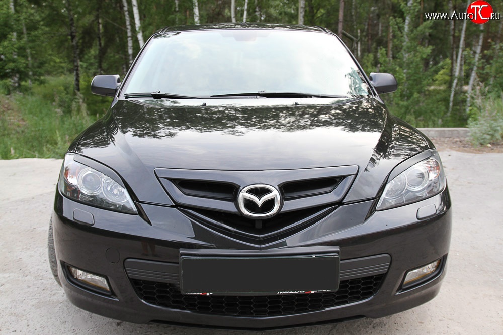 799 р. Реснички на фары RA V2  Mazda 3/Axela  BK (2003-2009) дорестайлинг, хэтчбэк, рестайлинг, хэтчбэк (Неокрашенные)  с доставкой в г. Набережные‑Челны