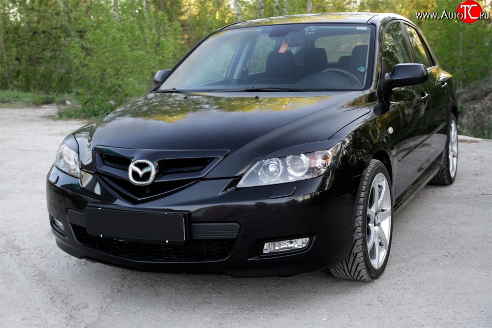 799 р. Реснички RA на фары  Mazda 3/Axela  BK (2006-2009) рестайлинг, хэтчбэк (Неокрашенные)  с доставкой в г. Набережные‑Челны