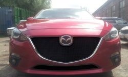 1 469 р. Нижняя сетка на бампер Russtal (черная)  Mazda 3/Axela  BM (2013-2016) дорестайлинг седан, дорестайлинг, хэтчбэк  с доставкой в г. Набережные‑Челны. Увеличить фотографию 2