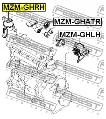 5 199 р. Правая подушка двигателя Febest (гидравлическая) Mazda 6 GH рестайлинг универсал (2010-2012)  с доставкой в г. Набережные‑Челны. Увеличить фотографию 4