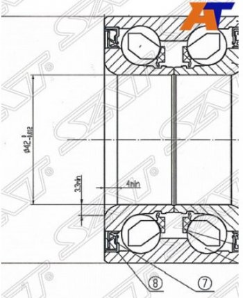 Подшипник передней ступицы SAT (с ABS) Mazda 3/Axela BK дорестайлинг седан (2003-2006)