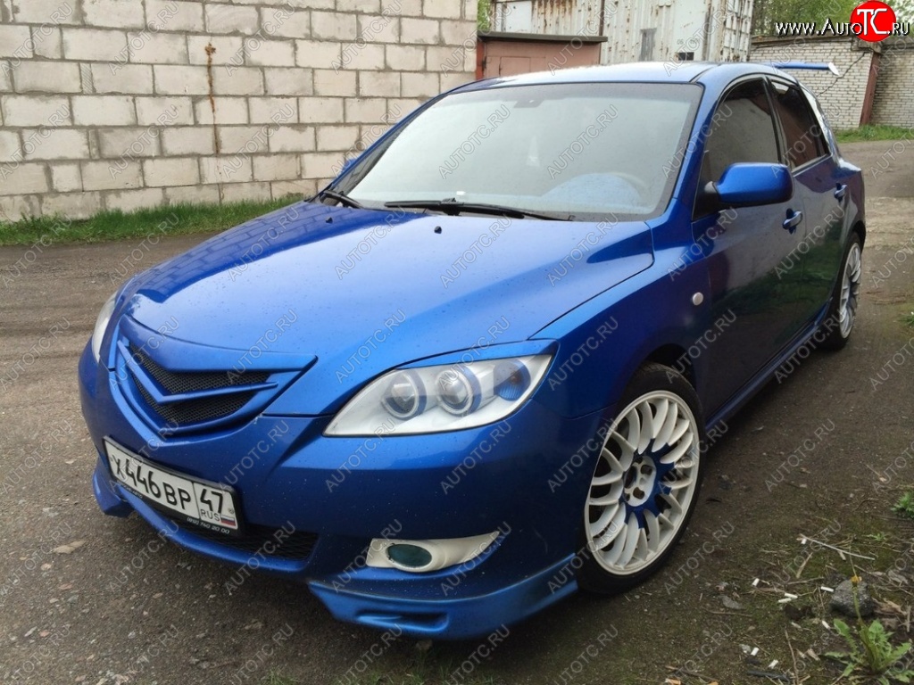 2 599 р. Клыки на передний бампер Style Mazda 3/Axela BK дорестайлинг, хэтчбэк (2003-2006) (Неокрашенная)  с доставкой в г. Набережные‑Челны