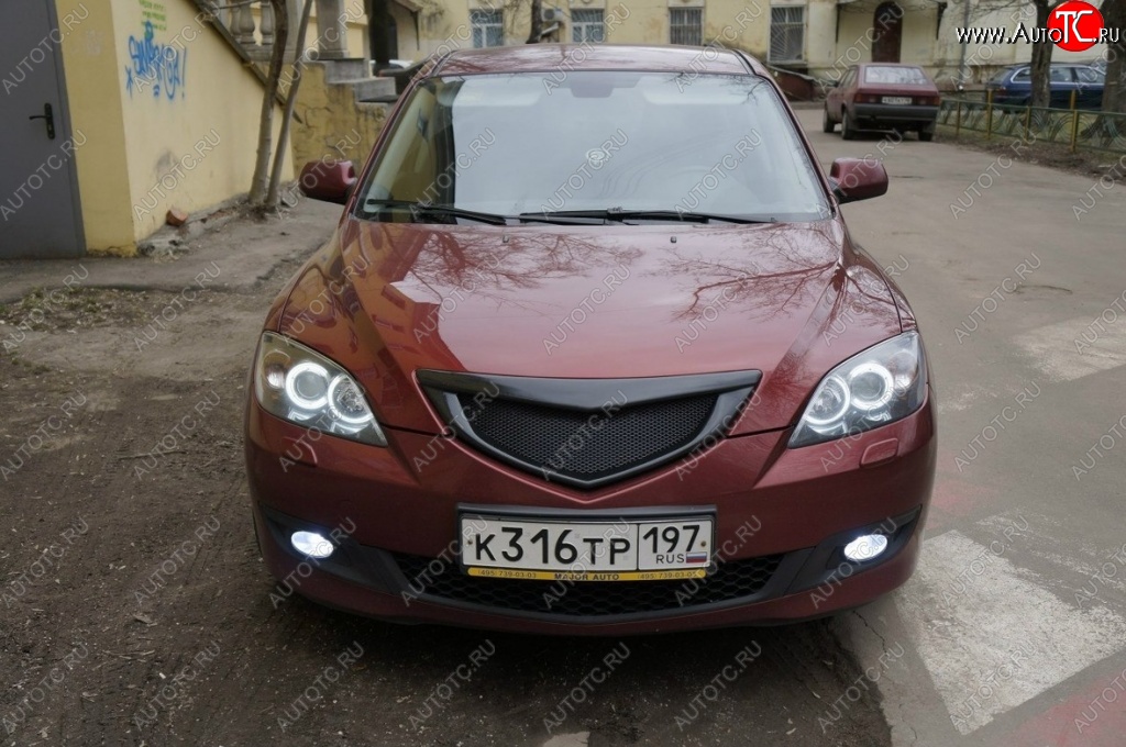 2 599 р. Решётка радиатора Style v4 (сетка) Mazda 3/Axela BK дорестайлинг, хэтчбэк (2003-2006) (Неокрашенная)  с доставкой в г. Набережные‑Челны