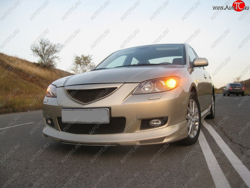 4 999 р. Накладка на передний бампер Style Mazda 3/Axela BK дорестайлинг седан (2003-2006) (Неокрашенная)  с доставкой в г. Набережные‑Челны