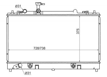 Радиатор двигателя (пластинчатый, 2.3, МКПП/АКПП) SAT Mazda 6 GG, GY универсал дорестайлинг (2002-2005)