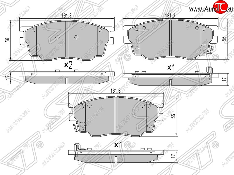 1 199 р. Колодки тормозные SAT (передние)  Mazda 6 ( GG,  GG, GY) (2002-2008) лифтбэк дорестайлинг, седан дорестайлинг, универсал дорестайлинг, лифтбэк рестайлинг, седан рестайлинг, универсал рестайлинг  с доставкой в г. Набережные‑Челны