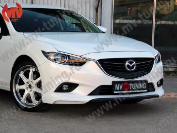 6 299 р. Клыки переднего бампера Var №2 Lite (комплектация Drive и Activ) MV-Tuning  Mazda 6  GJ (2012-2018) дорестайлинг седан, дорестайлинг универсал, 1 рестайлинг универсал, 1-ый рестайлинг седан (Неокрашенные)  с доставкой в г. Набережные‑Челны. Увеличить фотографию 1