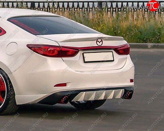 10 899 р. Диффузор заднего бампера Sport v4  Mazda 6  GJ (2015-2018) 1-ый рестайлинг седан (Неокрашенная)  с доставкой в г. Набережные‑Челны