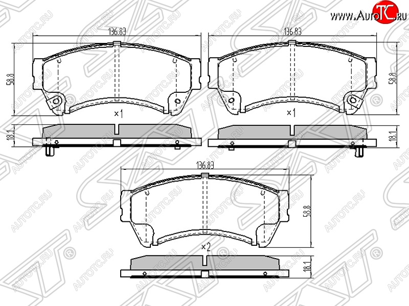 1 379 р. Колодки тормозные SAT (передние) Mazda 6 GH дорестайлинг лифтбэк (2007-2010)  с доставкой в г. Набережные‑Челны