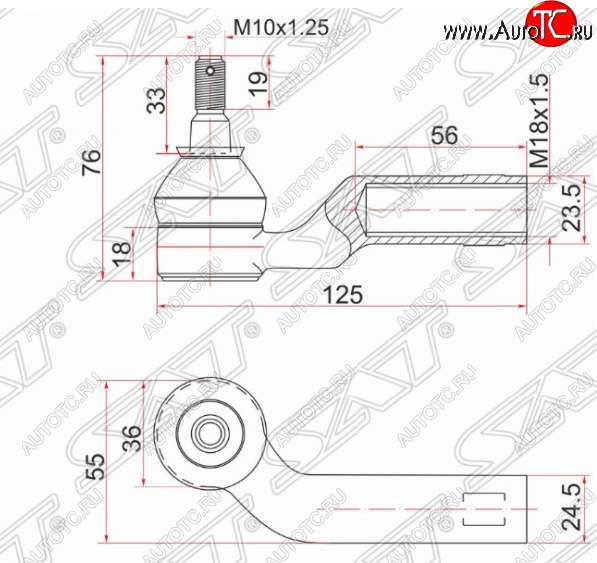 599 р. Правый наконечник рулевой тяги SAT  Mazda 3/Axela  BK - 5  с доставкой в г. Набережные‑Челны