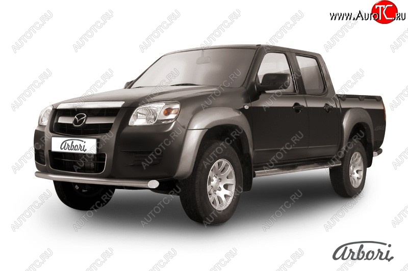 10 709 р. Защита заднего бампера Arbori (нержавейка, 1 труба d57 mm). Mazda BT-50 (2006-2011)  с доставкой в г. Набережные‑Челны