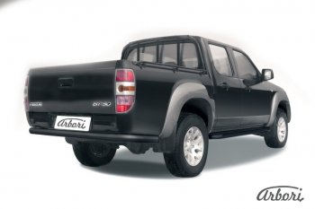 7 019 р. Защита заднего бампера Arbori (черная, 1 труба d76 mm).  Mazda BT-50 (2006-2011)  с доставкой в г. Набережные‑Челны. Увеличить фотографию 1