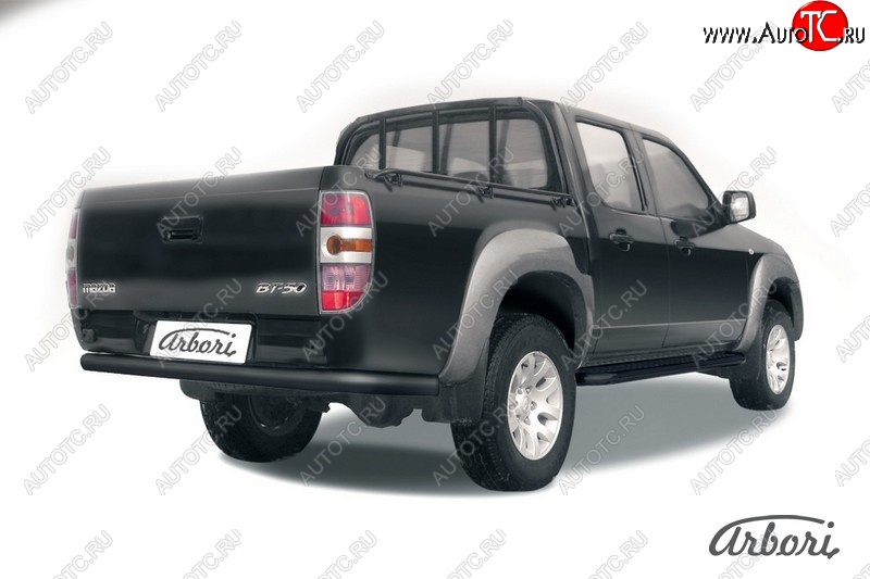 7 019 р. Защита заднего бампера Arbori (черная, 1 труба d76 mm).  Mazda BT-50 (2006-2011)  с доставкой в г. Набережные‑Челны