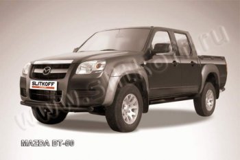 10 299 р. Защита переднего бампер Slitkoff Mazda BT-50 (2011-2015) (Цвет: серебристый)  с доставкой в г. Набережные‑Челны. Увеличить фотографию 1