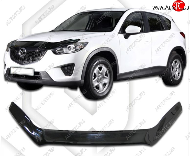 2 199 р. Дефлектор капота CA-Plastiс exclusive  Mazda CX-5  KE (2011-2017) дорестайлинг, рестайлинг (Classic черный, Без надписи)  с доставкой в г. Набережные‑Челны