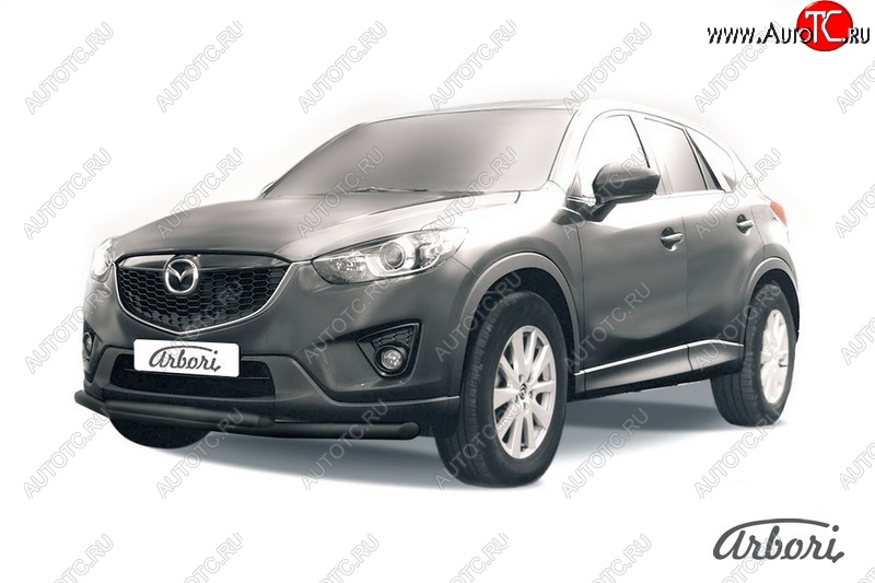 7 919 р. Защита переднего бампера Arbori (черная, 2 трубы d57 и 42 mm) Mazda CX-5 KE дорестайлинг (2011-2014)  с доставкой в г. Набережные‑Челны