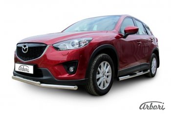 15 182 р. Защита переднего бампера Arbori (нержавейка, 2 трубы d57 и 42 mm) Mazda CX-5 KE рестайлинг (2015-2017)  с доставкой в г. Набережные‑Челны. Увеличить фотографию 2