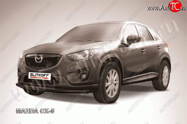 9 199 р. Защита переднего бампер Slitkoff Mazda CX-5 KE дорестайлинг (2011-2014) (Цвет: серебристый)  с доставкой в г. Набережные‑Челны