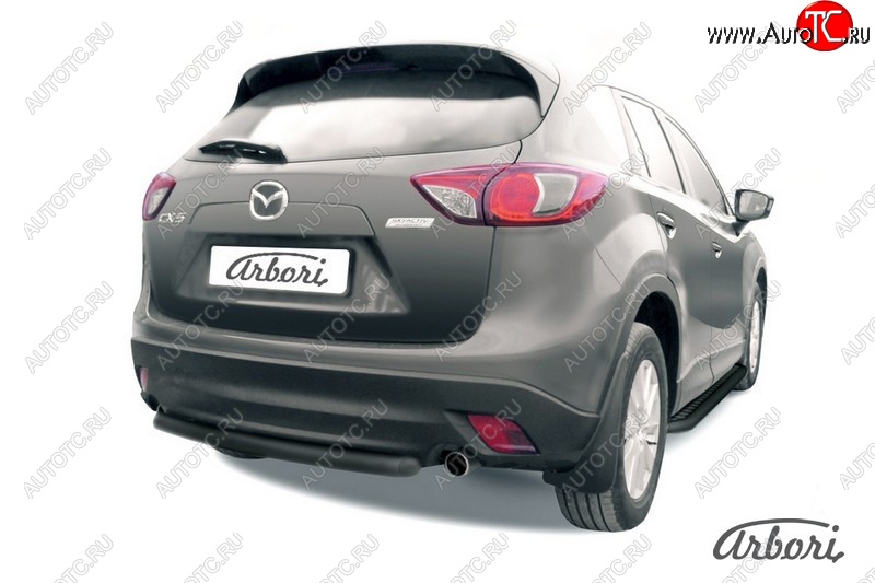 7 019 р. Защита заднего бампера Arbori (короткая, черная, 1 труба d57 mm). Mazda CX-5 KE дорестайлинг (2011-2014)  с доставкой в г. Набережные‑Челны