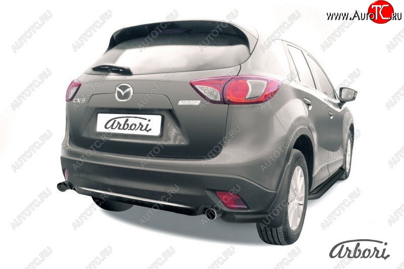 7 019 р. Защита заднего бампера Arbori (уголки, черная, 1 труба d57 mm). Mazda CX-5 KE дорестайлинг (2011-2014)  с доставкой в г. Набережные‑Челны