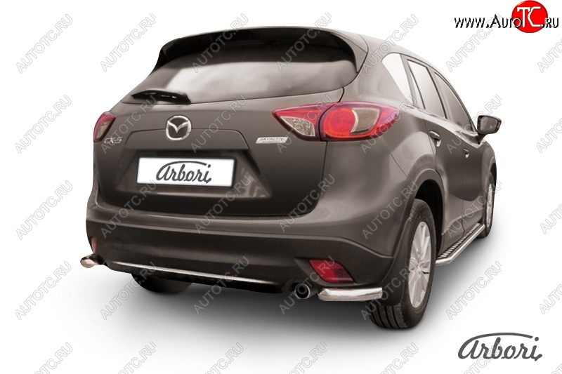 3 099 р. Защита заднего бампера Arbori (нержавейка, 1 труба d57 mm). Mazda CX-5 KE дорестайлинг (2011-2014)  с доставкой в г. Набережные‑Челны