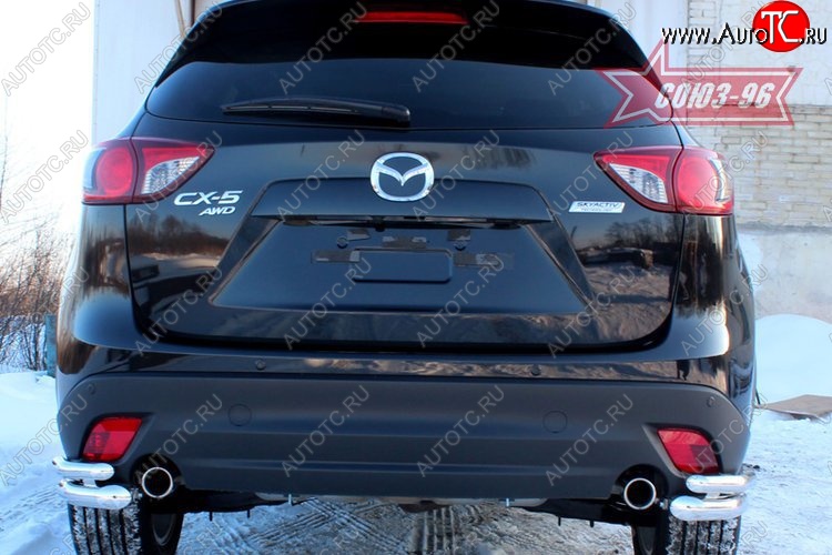 22 409 р. Защита заднего бампера из боковых уголков Souz-96 (d60/42) Mazda CX-5 KE дорестайлинг (2011-2014)  с доставкой в г. Набережные‑Челны