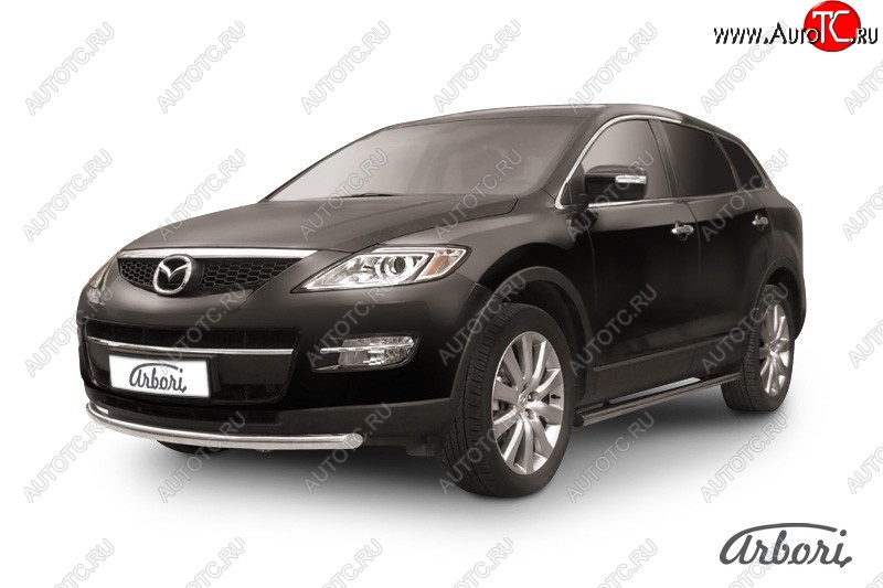 11 609 р. Защита переднего бампера Arbori (нержавейка, 1 труба d57 mm). Mazda CX-9 TB дорестайлинг (2007-2009)  с доставкой в г. Набережные‑Челны