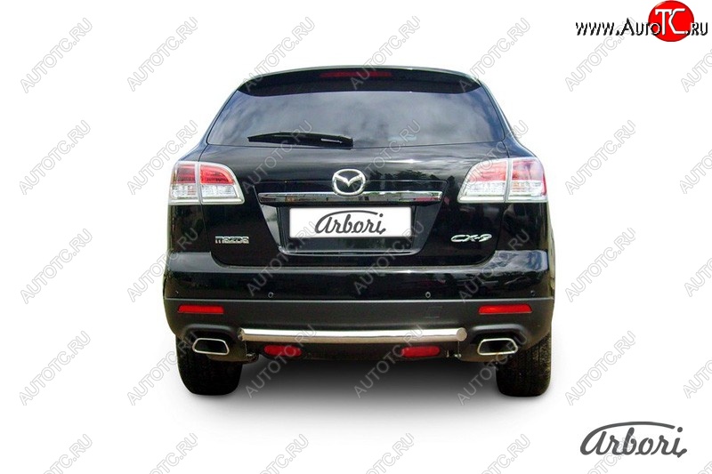 8 999 р. Защита заднего бампера Arbori (короткая, нержавейка, 1 труба d57 mm). Mazda CX-9 TB дорестайлинг (2007-2009)  с доставкой в г. Набережные‑Челны