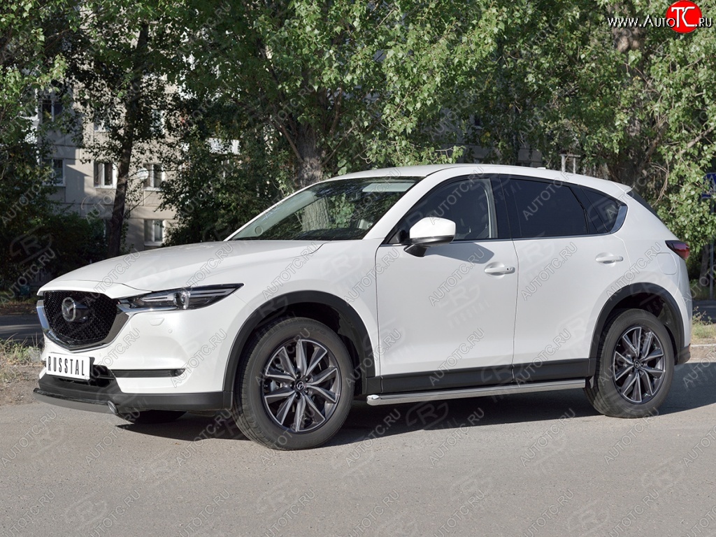 14 999 р. Защита переднего бампера из овальной трубы диаметром 75x42 мм Russtal Mazda CX-5 KF (2016-2025)  с доставкой в г. Набережные‑Челны