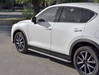 26 999 р. Широкая защита порогов с трубой диаметром 42 мм SLITKOFF v1 Mazda CX-5 KF (2016-2024)  с доставкой в г. Набережные‑Челны. Увеличить фотографию 2