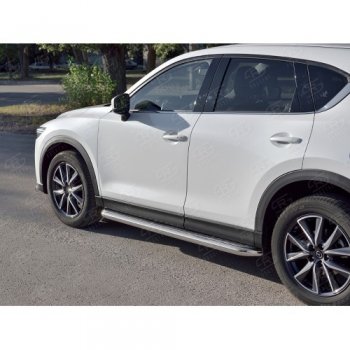 35 999 р. Защита порогов из круглой трубы диаметром 63 мм SLITKOFF v1 Mazda CX-5 KF (2016-2024)  с доставкой в г. Набережные‑Челны. Увеличить фотографию 2