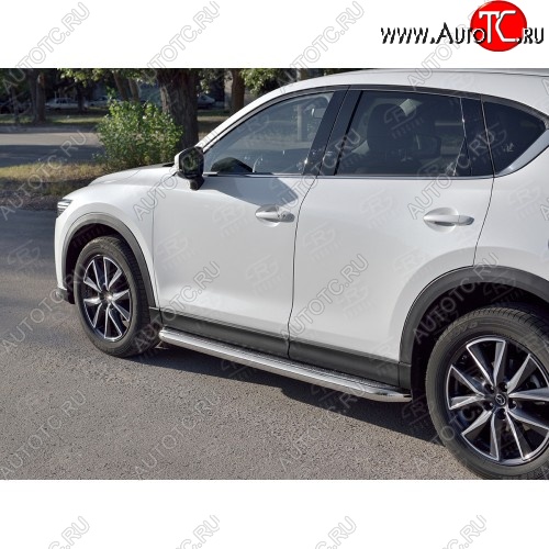 33 999 р. Порожки для ног (Ø63) SLITKOFF Mazda CX-5 KF (2016-2024) (лист - алюминий, профиль - сталь)  с доставкой в г. Набережные‑Челны