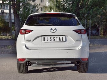 18 499 р. Защита заднего бампера (Ø63 и 42 мм, нержавейка) SLITKOFF Mazda CX-5 KF (2016-2024)  с доставкой в г. Набережные‑Челны. Увеличить фотографию 2