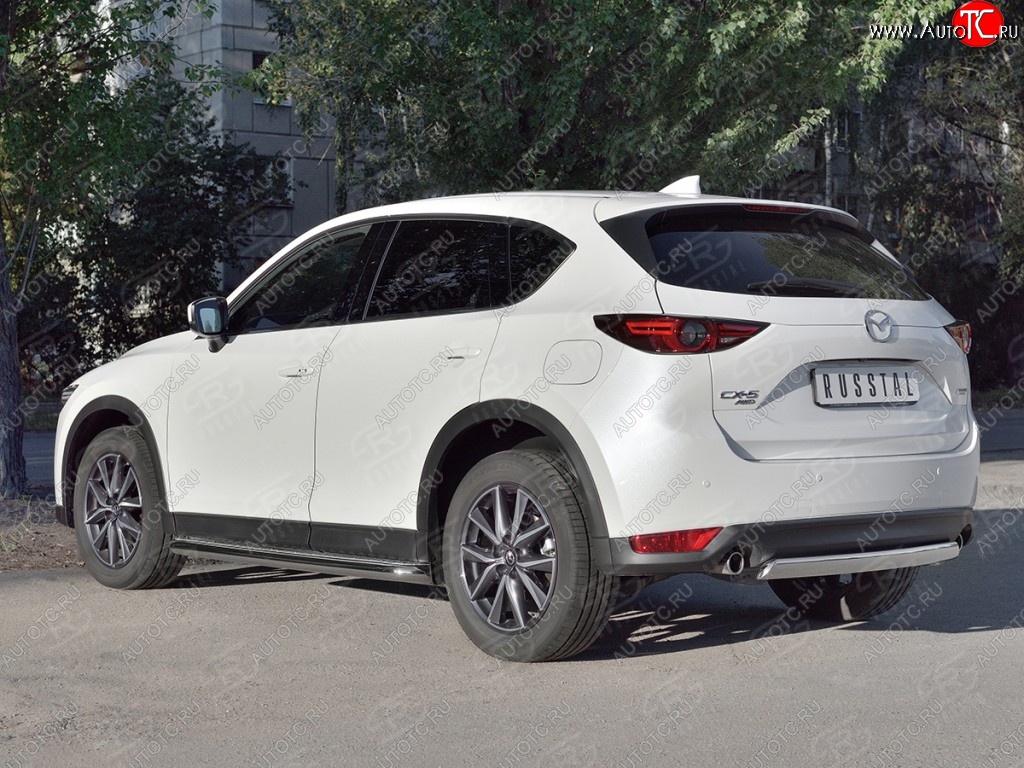 14 999 р. Защита заднего бампера (Ø75x42 мм, нержавейка) Russtal Mazda CX-5 KF (2016-2024)  с доставкой в г. Набережные‑Челны