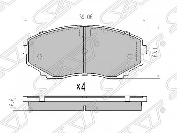 1 249 р. Колодки тормозные SAT (передние) Mazda MPV LY дорестайлинг (2006-2008)  с доставкой в г. Набережные‑Челны. Увеличить фотографию 1