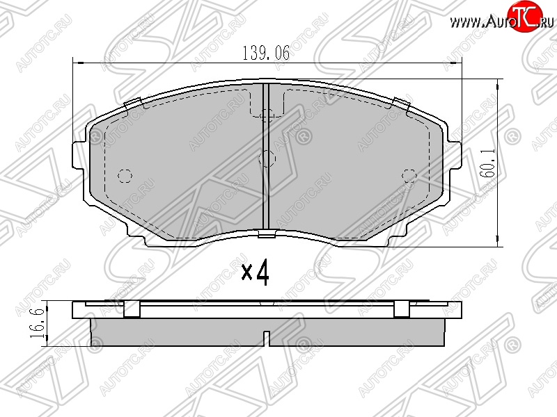 1 249 р. Колодки тормозные SAT (передние)  Mazda CX-7  ER (2006-2010), Mazda CX-9  TB (2007-2015), Mazda MPV  LY (2006-2016), Mitsubishi Pajero Sport  QE (2015-2021)  с доставкой в г. Набережные‑Челны