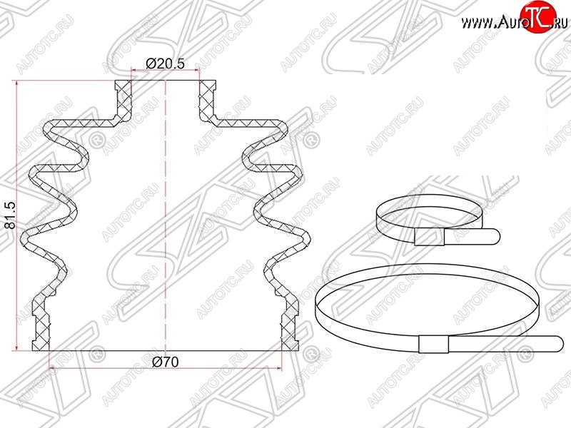 469 р. Пыльник ШРУСа (наружный) SAT  Mazda 2/Demio  DW (1996-2002), Subaru Impreza  GC (1992-2000)  с доставкой в г. Набережные‑Челны