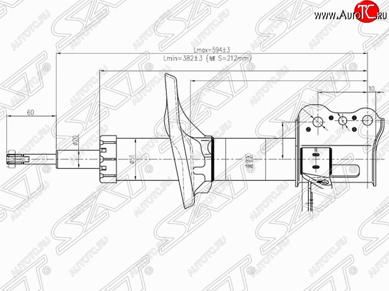 3 699 р. Правый амортизатор задний SAT Mazda 323/Familia седан BJ дорестайлинг (1998-2000)  с доставкой в г. Набережные‑Челны