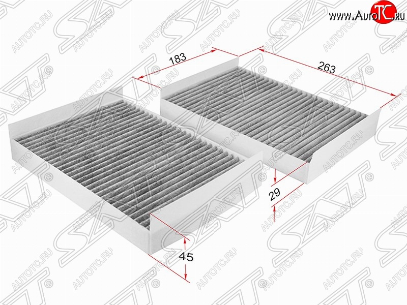 699 р. Фильтр салонный SAT (комплект, угольный, 263х183х45/29 mm)  Mercedes-Benz CL class  C216 - S class  W221  с доставкой в г. Набережные‑Челны