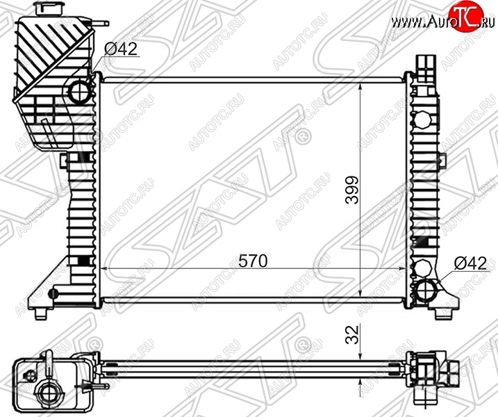 9 499 р. Радиатор двигателя SAT (трубчатый, МКПП) Mercedes-Benz Sprinter W905 рестайлинг (2000-2006)  с доставкой в г. Набережные‑Челны